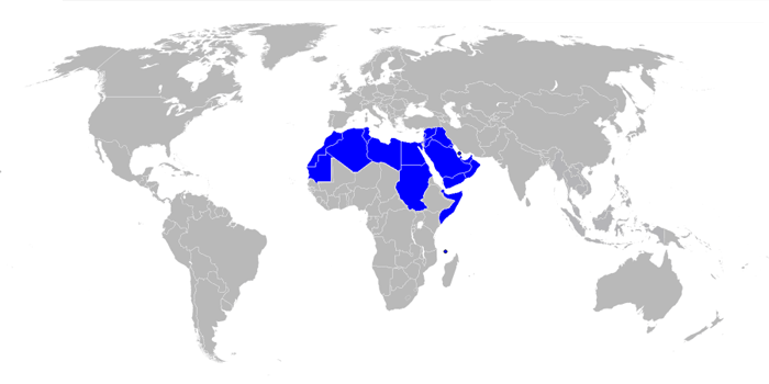 Лига арабских государств на карте мира