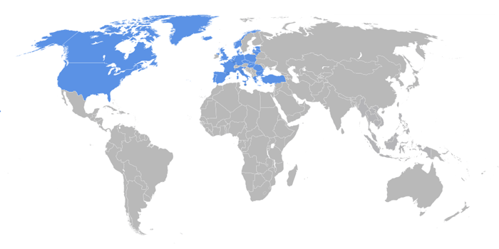 Организация Североатлантического договора на карте мира