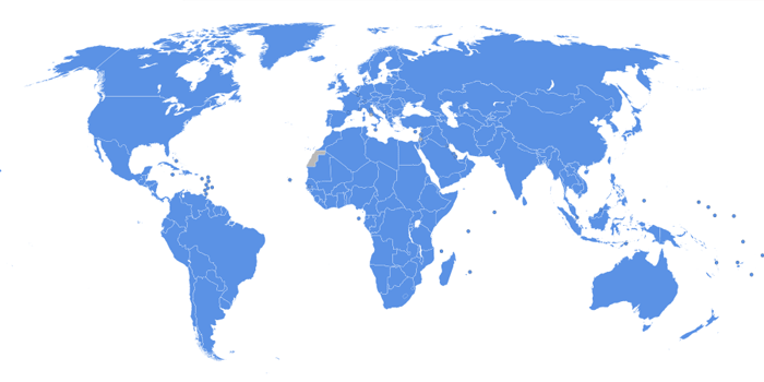 Организация Объединённых Наций на карте мира