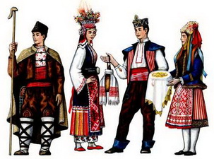 Болгары. Одежда пастуха из Фракии. Костюм лазарки. Свадебная одежда.